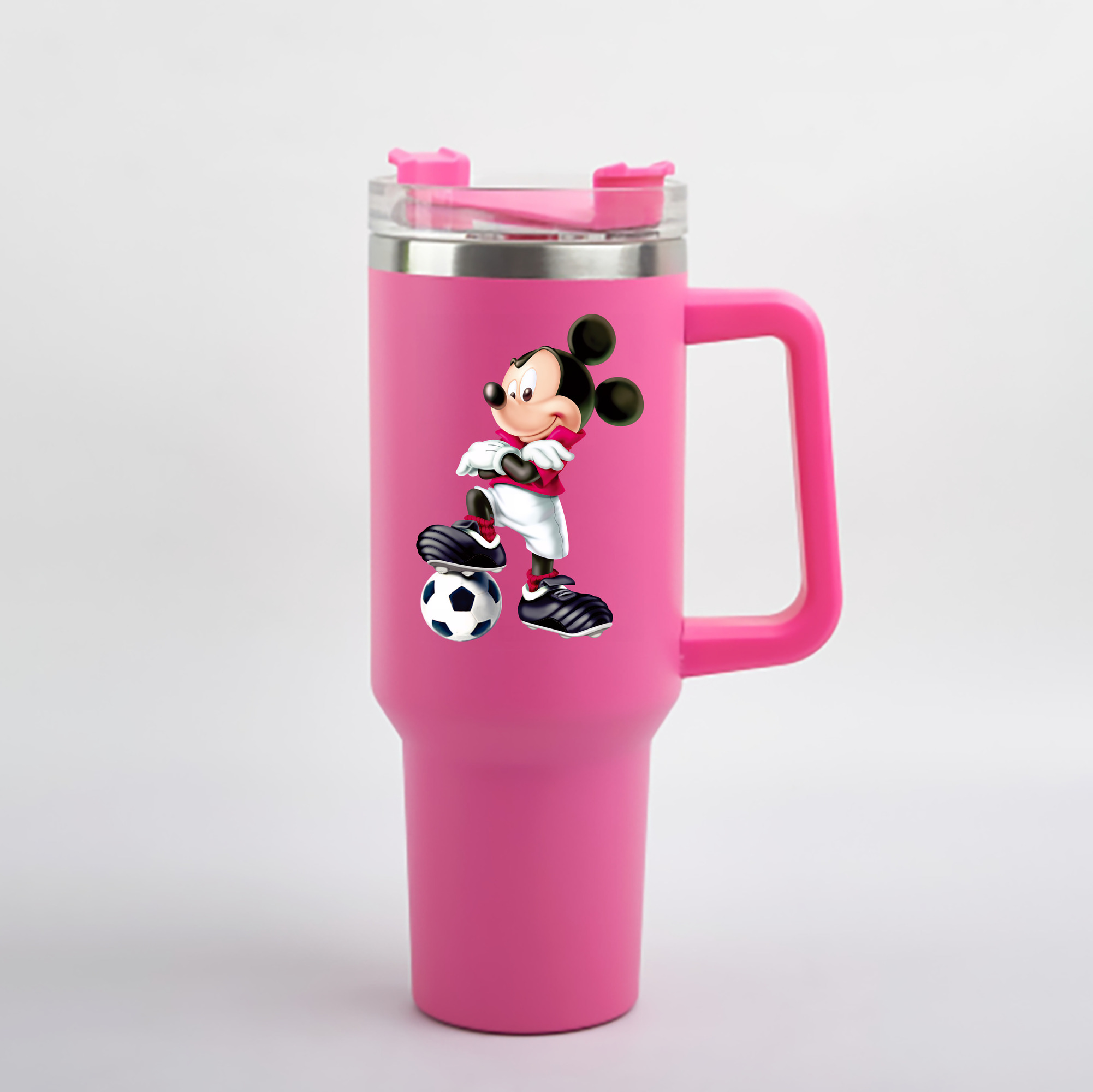 （画像用） ミッキーマウス Mickey Mouse 1200mL車用タンブラー - クリスタルステッカー（プラスチックストロー付き）